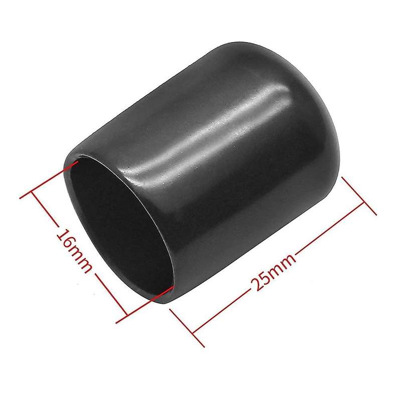 10Pcs Rubber End Caps 16Mm ID PVC Round Tube Cap Cover Screw Thread Protectors Black