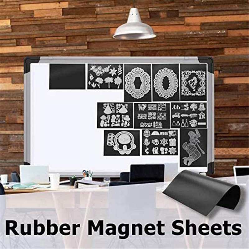 10pcs Rubber Magnetic Sheets 0.5mm Thickness with 10pcs Clear Stamp Die Storage Pocket Stencil Organ
