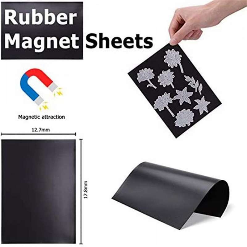 10pcs Rubber Magnetic Sheets 0.5mm Thickness with 10pcs Clear Stamp Die Storage Pocket Stencil Organ