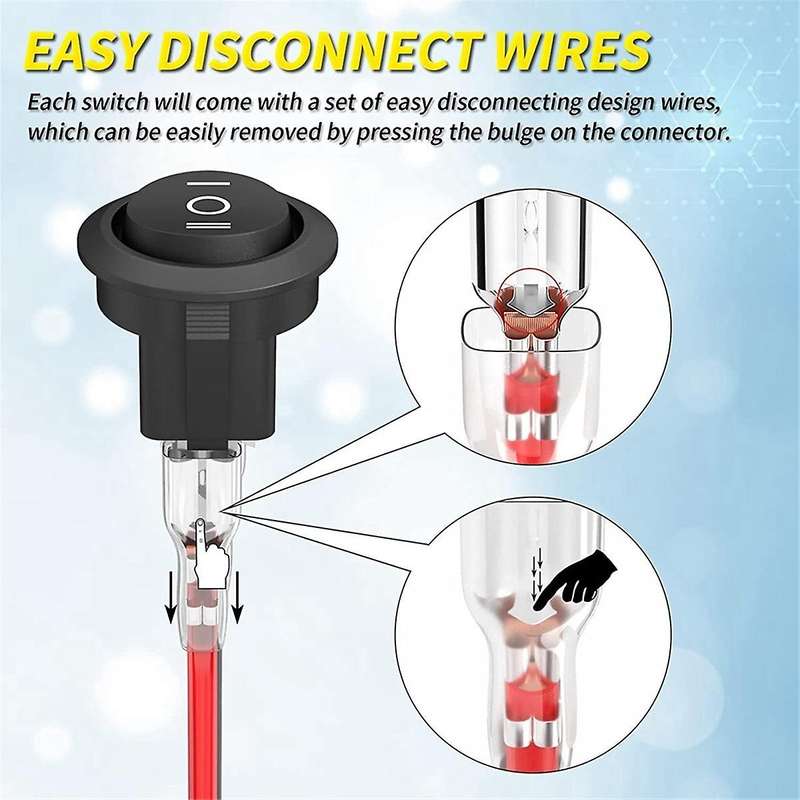 10PCS Round KCD1 Rocker Switch 12V 3 Pin 3 Position on Off on DC Circle Toggle Switch with Wires for