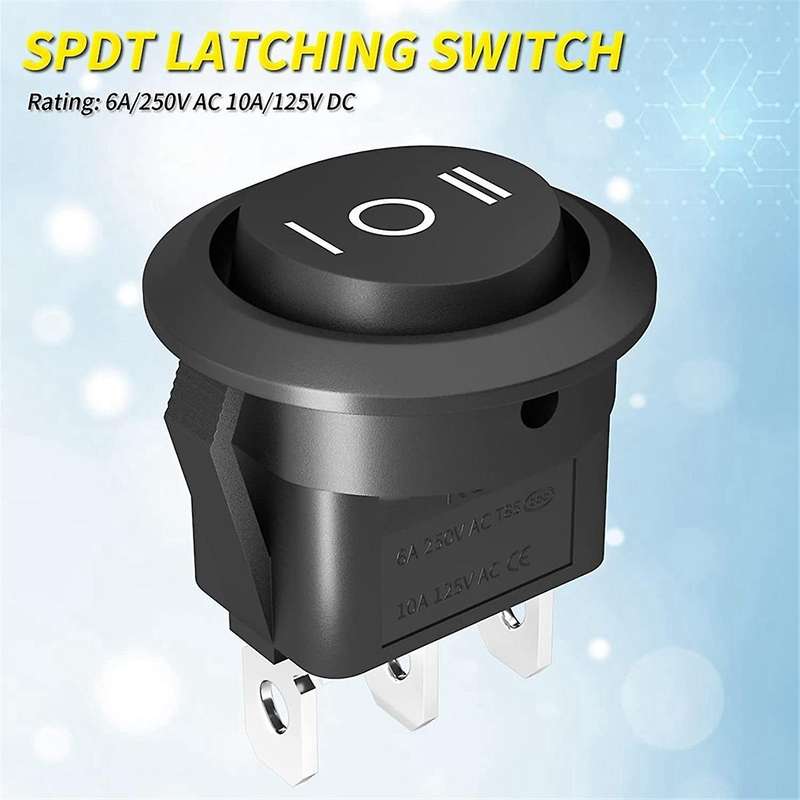 10PCS Round KCD1 Rocker Switch 12V 3 Pin 3 Position on Off on DC Circle Toggle Switch with Wires for