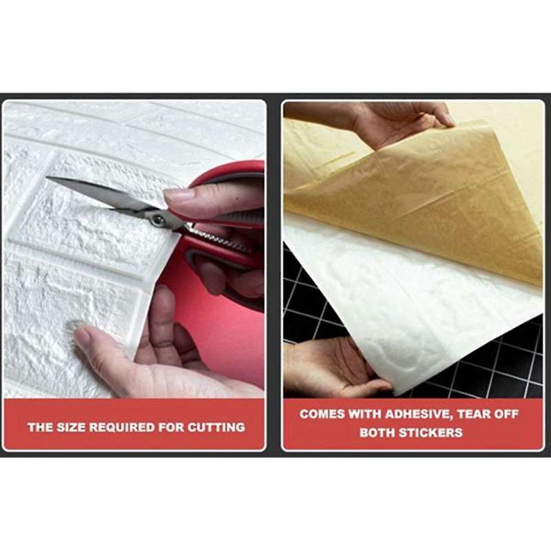10Pcs Self-Adhesive 3D Brick Sticker DIY Waterproof Foam Wallpaper Room Kitchen Roof Ceiling Backgro