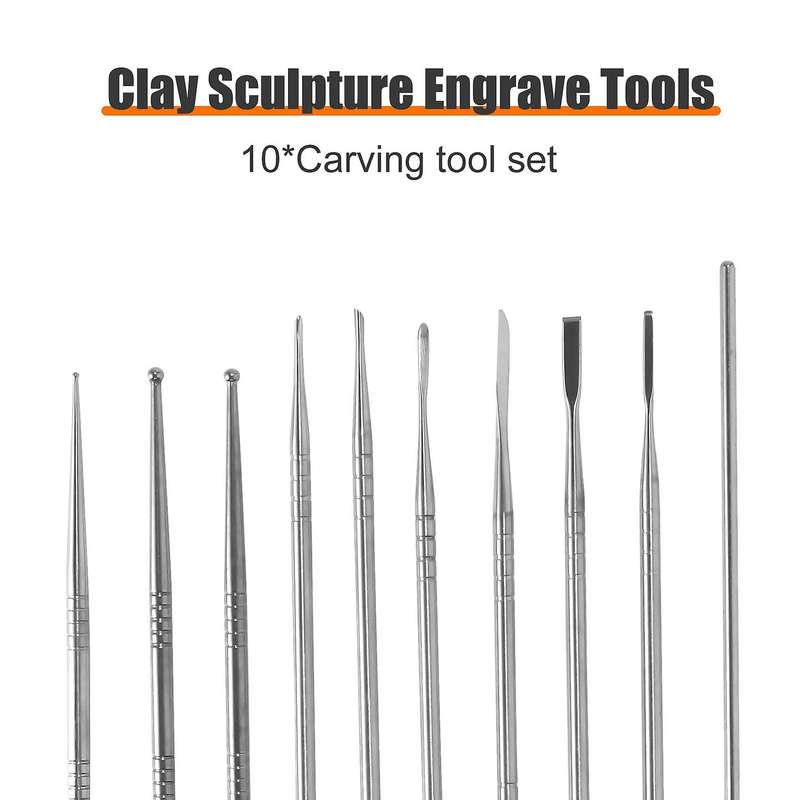 10Pcs Stainless Steel Clay Sculpture Engrave Tools for Modeling Carving Crafts Ceramic Sculpting To