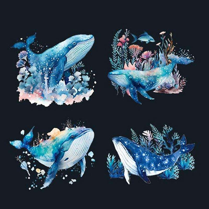 10Pcs Stickers for Girls Whale Stickers, PET Waterproof Gold Holographic Outlines Vibrant Colors Gli