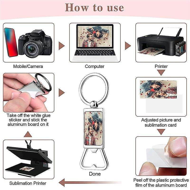 10pcs Sublimation Keychain Blanks - Sublimation Keychain Case Or Metal Sublimation Opener for Heat
