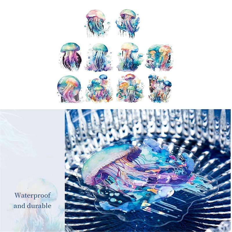 10pcs Stickers for Girls , Pet Waterproof Gold Holographic Outlines Vibrant Colors Glisten Decals