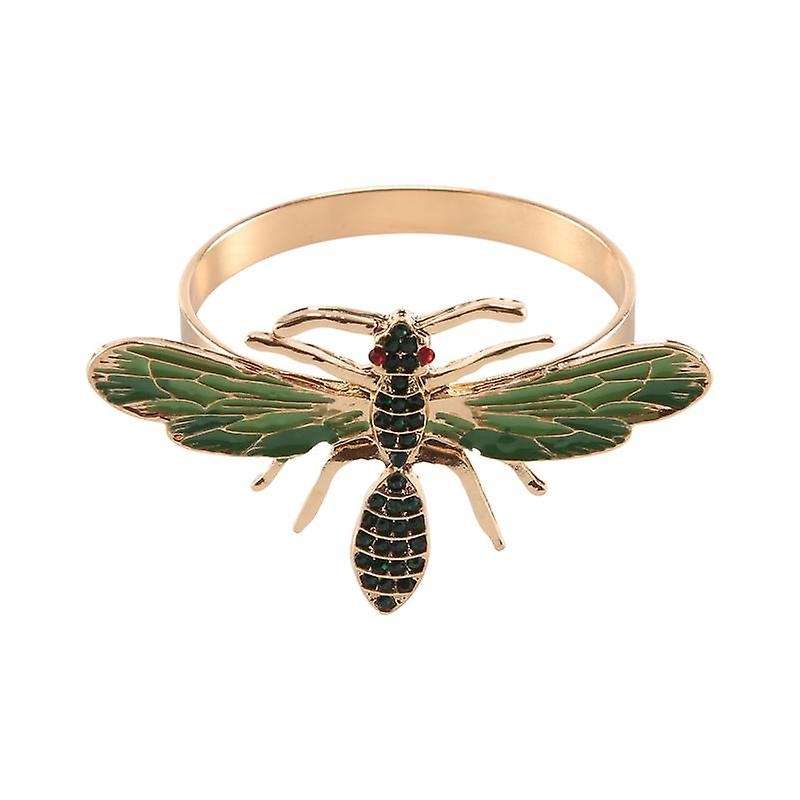 10pcs The Bee Napkin Buckle Napkin Ring Alloy Green Insect Dragonfly Drip Diamond Buckle Paper Towe