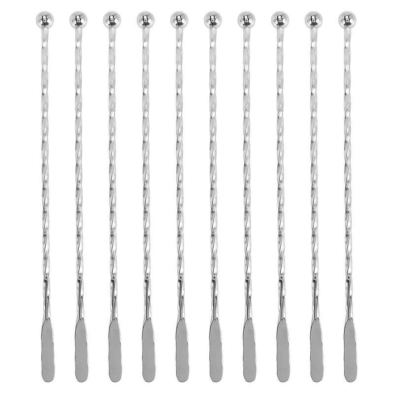 10pcs Thread Paddle Drink Stirrers,stainless Steel Coffee Beverage Swizzle Stick for Bar Party Home