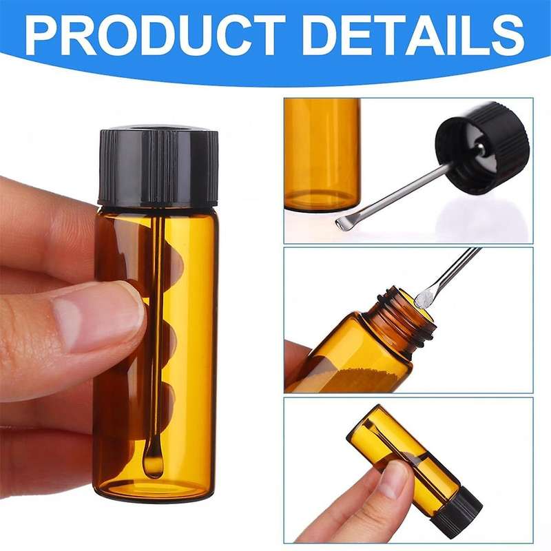 10PCS Travel Mini Bottle Vials with Spoons Portable Glass Jar Spice Dispenser Travel Spice Container