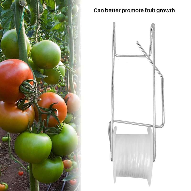 10Pcs Tomato Support Hooks, Tomato Trellis Roller Hooks with 15M Vine Support String Rope Plant Roll