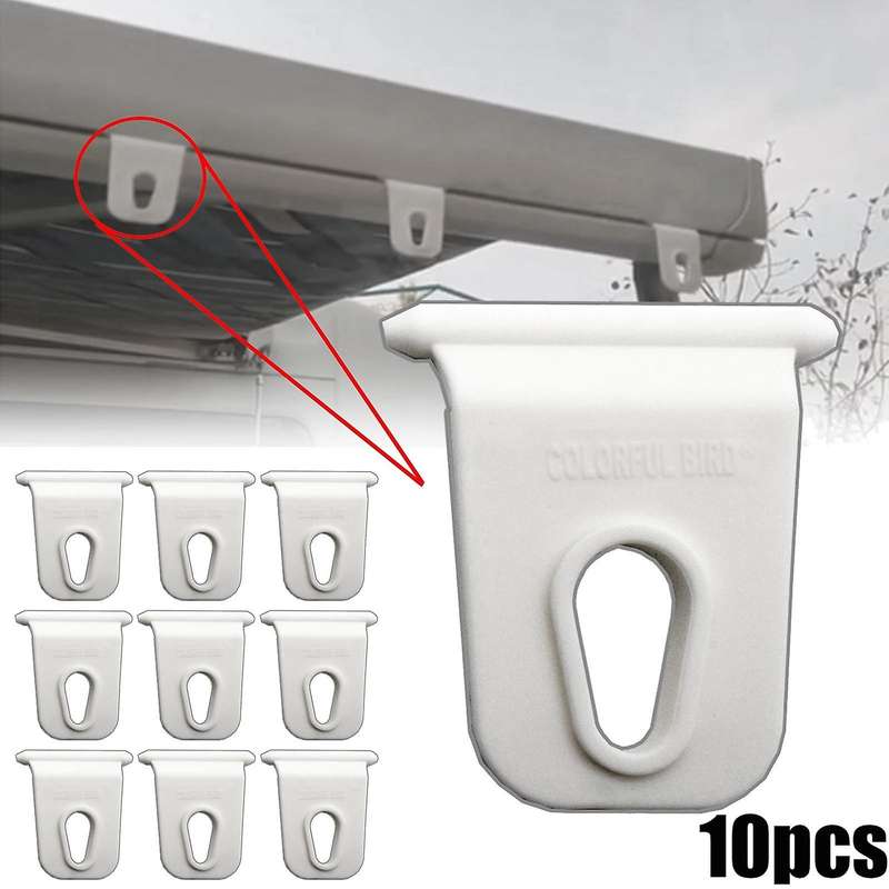 10Pcs Universal White RV Awning Hook Hanging Clothes Party Light Holder for Caravan Outdoor Camping