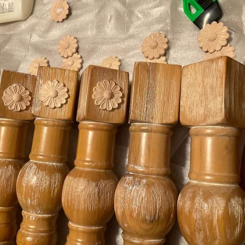 10pcs Unpainted Round Flower Pattern Wood Carved Applique Frame Onlay Cabinet Furniture Decoration