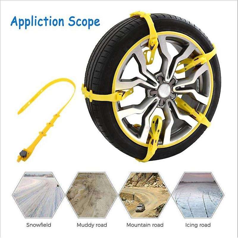 10Pcs Universal Car Snow Chains Wheel Tyre Tire Anti-Skid Chains Winter Use TPU Nylon Beef Tendon Of