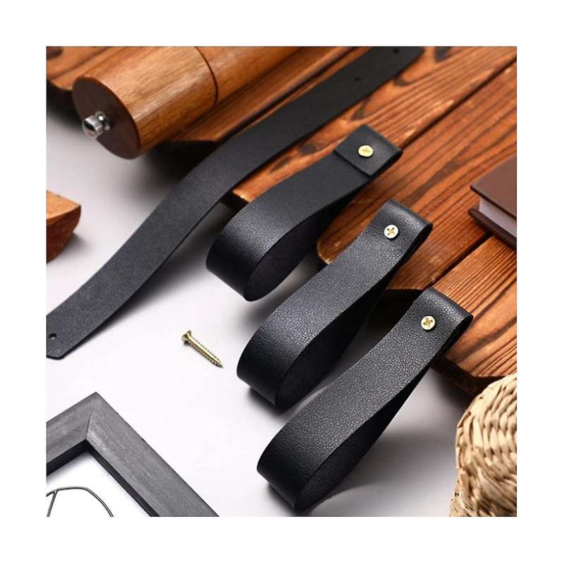 10pcs Wall Hooks,pu Leather Curtain Rod Holder, Leather Hanging Bracket Diy Hook Wall Boho Black