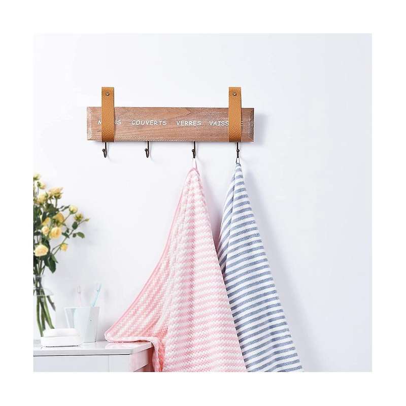 10pcs Wall Hooks,pu Leather Curtain Rod Holder, Leather Hanging Bracket Diy Hook Wall Boho Black
