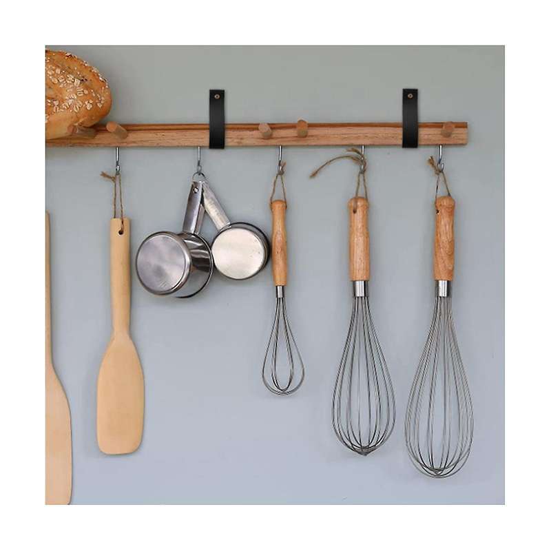 10pcs Wall Hooks,pu Leather Curtain Rod Holder, Leather Hanging Bracket Diy Hook Wall Boho Black