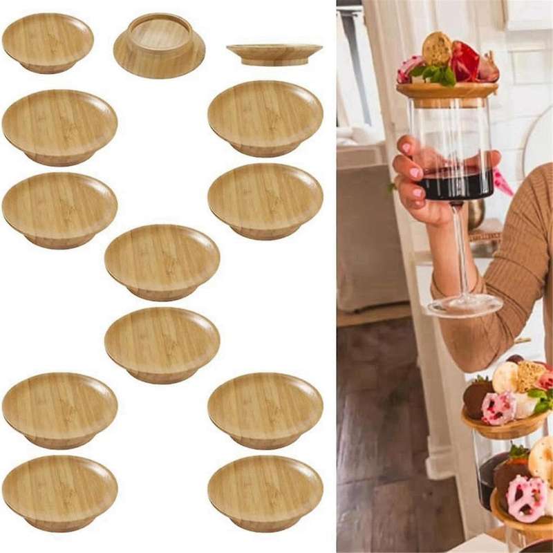 10Pcs Wine Glass Topper, 4Inch Wine Glass Charcuterie Topper Bamboo Wine Glass Topper Coasters