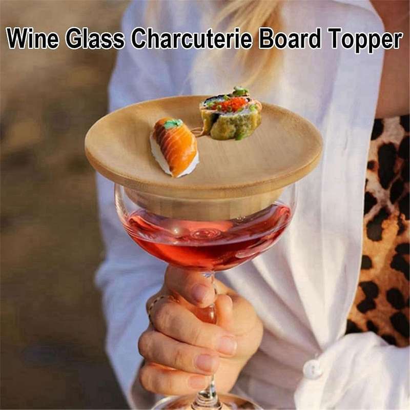 10Pcs Wine Glass Topper, 4Inch Wine Glass Charcuterie Topper Bamboo Wine Glass Topper Coasters