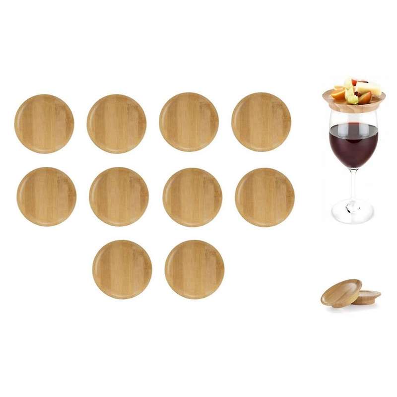 10Pcs Wine Glass Topper, 4Inch Wine Glass Charcuterie Topper Bamboo Wine Glass Topper Coasters