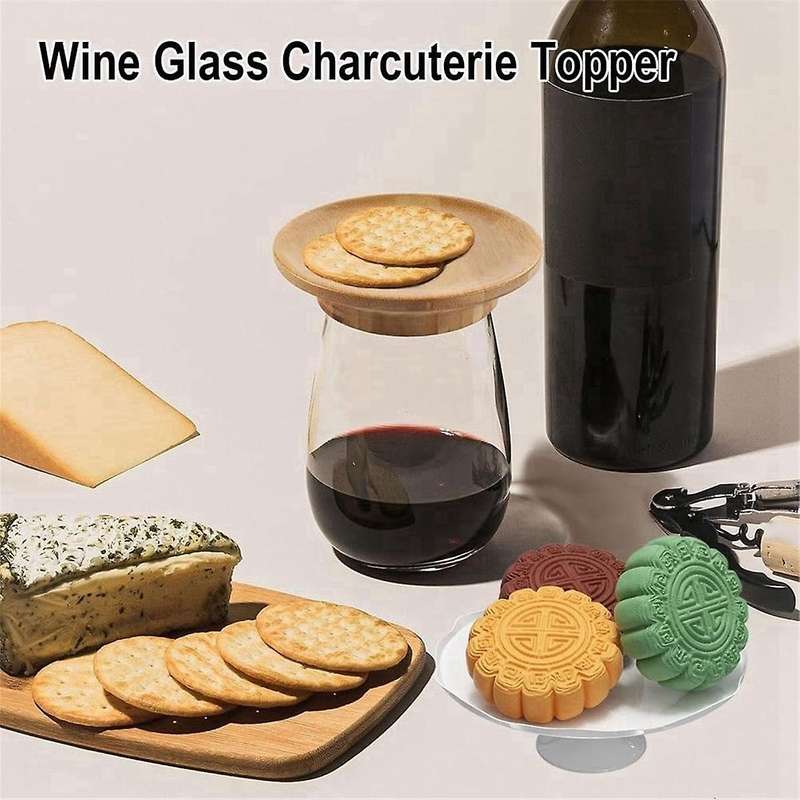 10Pcs Wine Glass Topper, 4Inch Wine Glass Charcuterie Topper Bamboo Wine Glass Topper Coasters