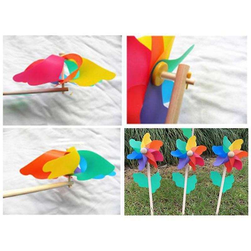 10pcs Wooden Stick Pinwheels, Party Pinwheels Diy Pinwheels Set Toy Garden Lawn