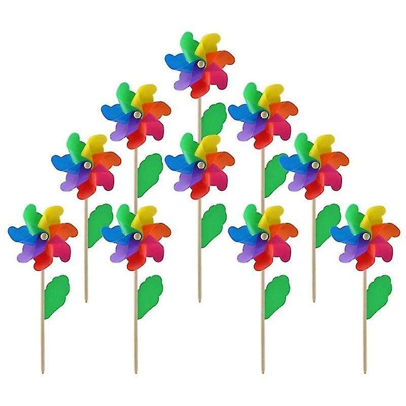 10pcs Wooden Stick Pinwheels, Party Pinwheels Diy Pinwheels Set Toy Garden Lawn