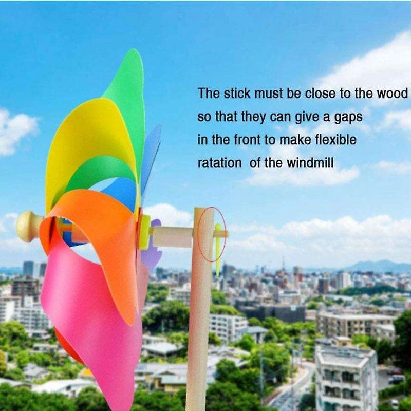 10pcs Wooden Stick Pinwheels, Party Pinwheels Diy Pinwheels Set Toy Garden Lawn