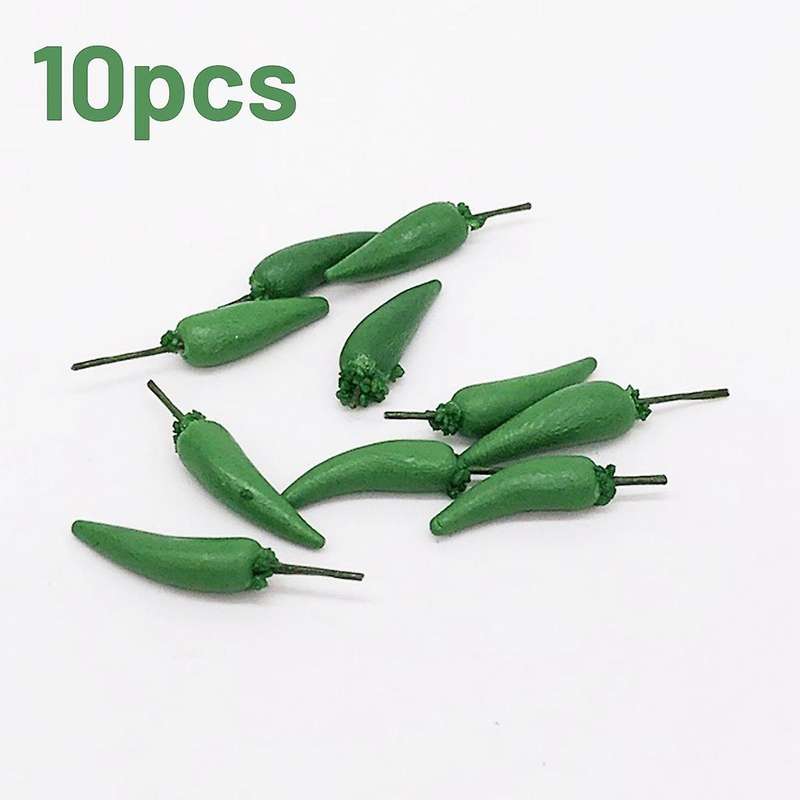 10pcs/lot Clay 1:12 Scale Fruit Food Vegetables Miniature Green Pepper for Doll Kitchen Toys