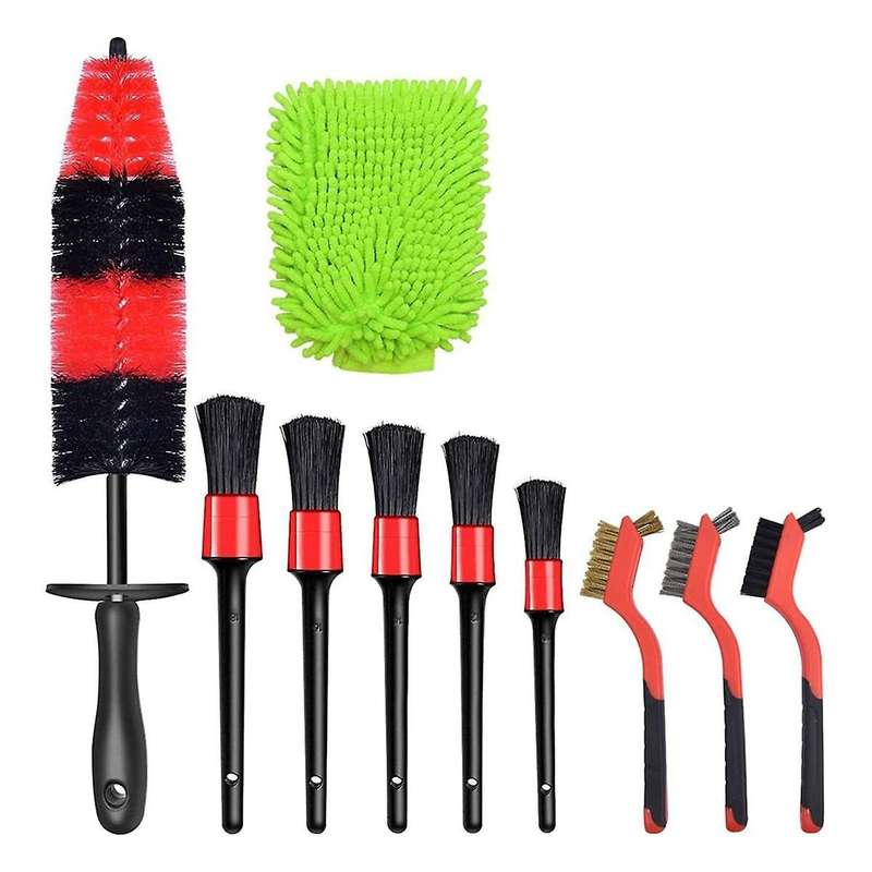 10-piece Car Details Brush Set Long Soft Wheel Brush Car Wash Details Brush Ultra-fine Fiber Cleanin