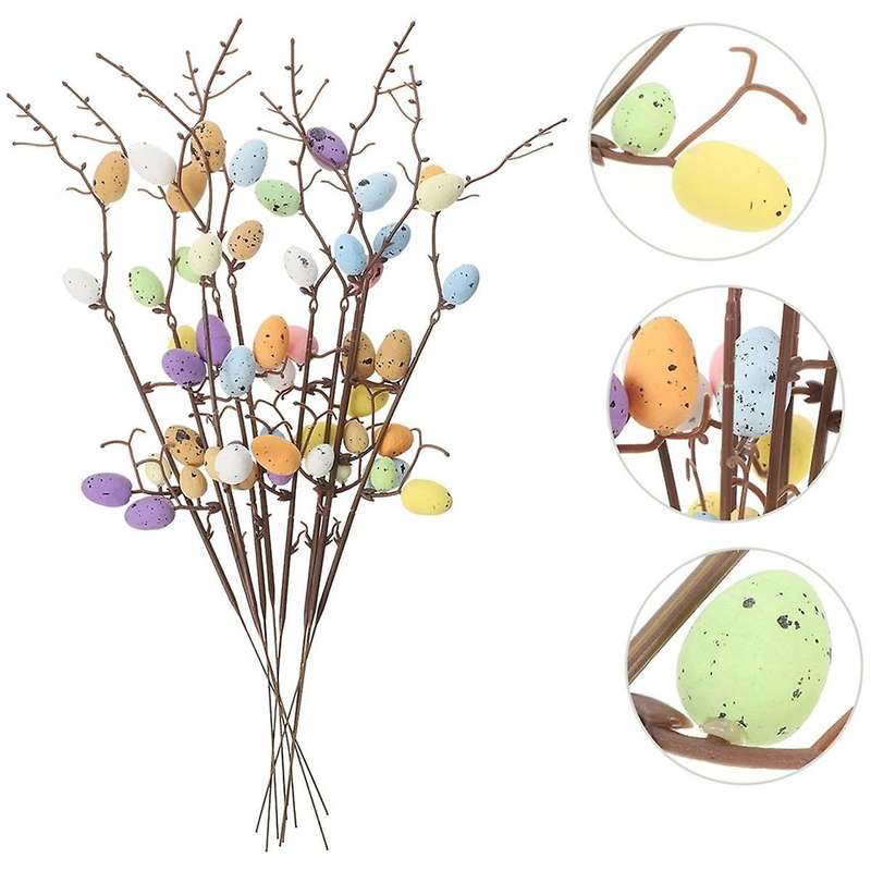 10-Piece Easter Egg Branches, Easter Party Centerpieces, Artificial Plant Easter Eggs