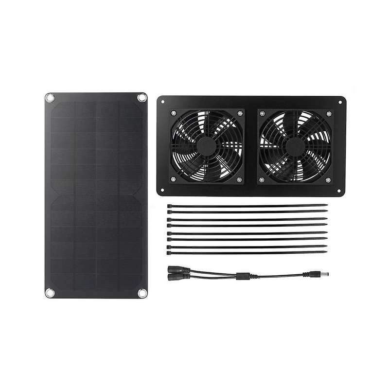 10w Solar Panel Powered Fan Ventilator 3w Ventilation Equipment for Greenhouse Motorhome House Chic