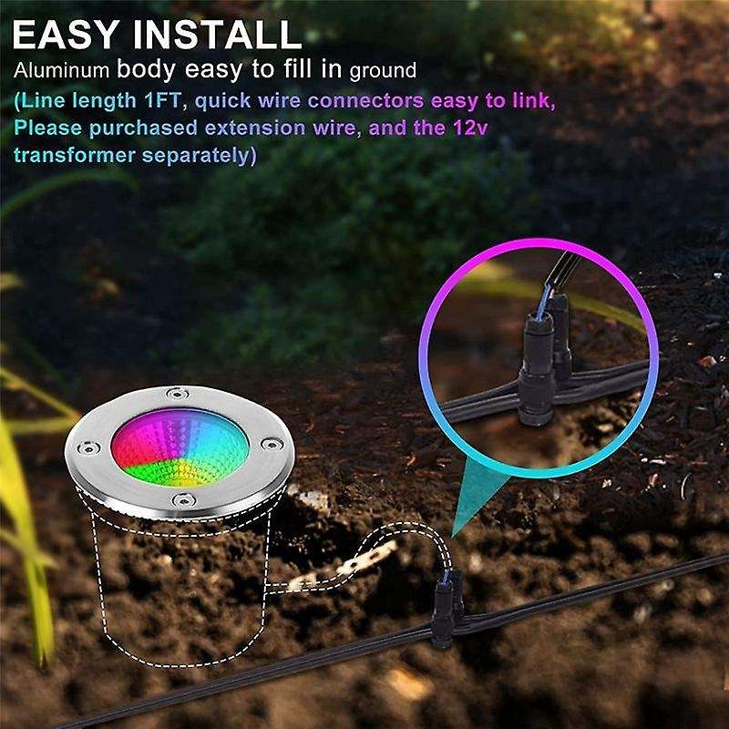 10W Lighting RGBW Low Voltage Landscape Lights Color Changing,12-24V Multicolor in Ground Lights IP6