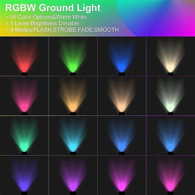10W Lighting RGBW Low Voltage Landscape Lights Color Changing,12-24V Multicolor in Ground Lights IP6