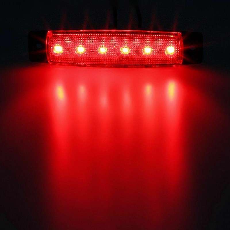 10X Amber + 10X Red + 10X White 12V 6 LED Side Marker Indicator Lights Car Truck Trailer