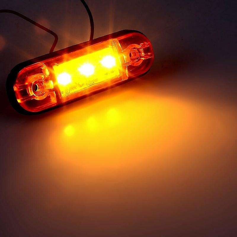 10X Amber 3 LED 3.4inch Side Marker Light Truck Trailer RV Waterproof Signal Light with Screws