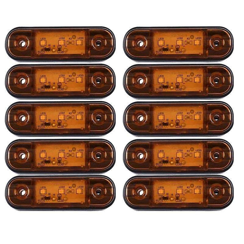 10X Amber 3 LED 3.4inch Side Marker Light Truck Trailer RV Waterproof Signal Light with Screws