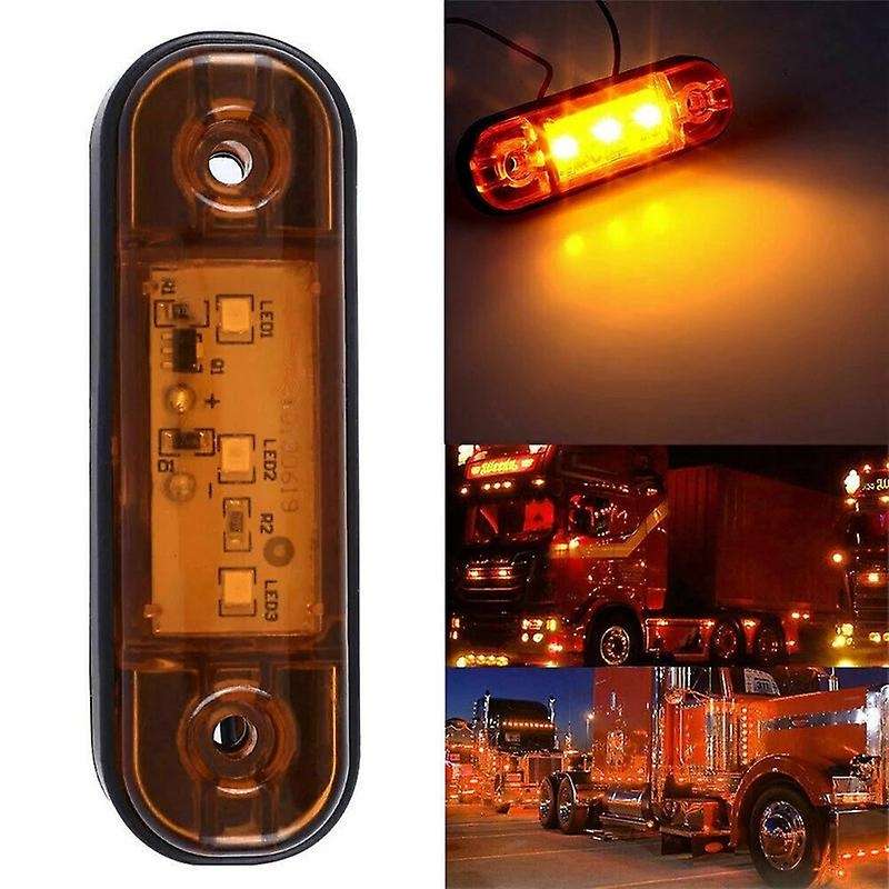 10X Amber 3 LED 3.4inch Side Marker Light Truck Trailer RV Waterproof Signal Light with Screws