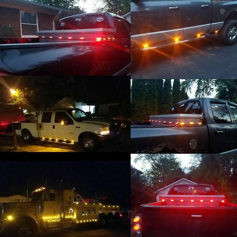 10X Amber LED Trailer Truck Side Marker Lights 4LED Clearance RV Camper 12V-24V