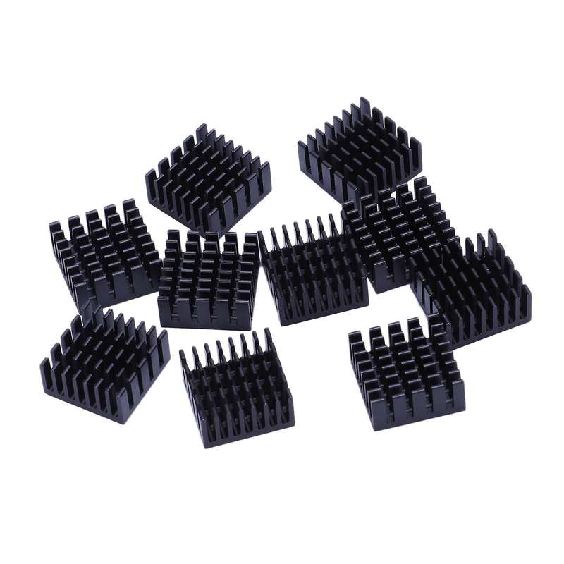 10x Black Aluminum Cooler Radiator Heat Sink Heatsink 20 x 20 x 10mm