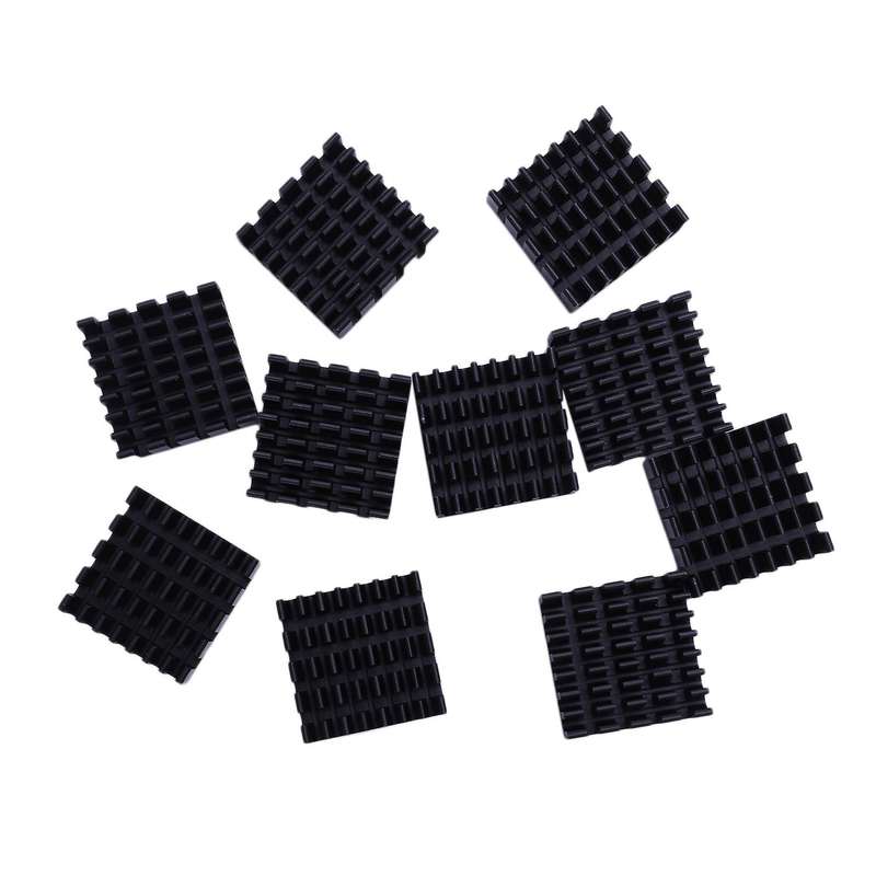 10x Black Aluminum Cooler Radiator Heat Sink Heatsink 20 x 20 x 10mm