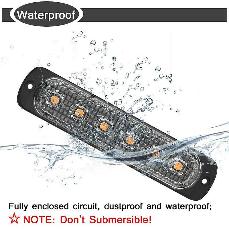 10x Amber 6LED Emergency Car Side Marker Grille Flash Strobe LED Hazard Lights