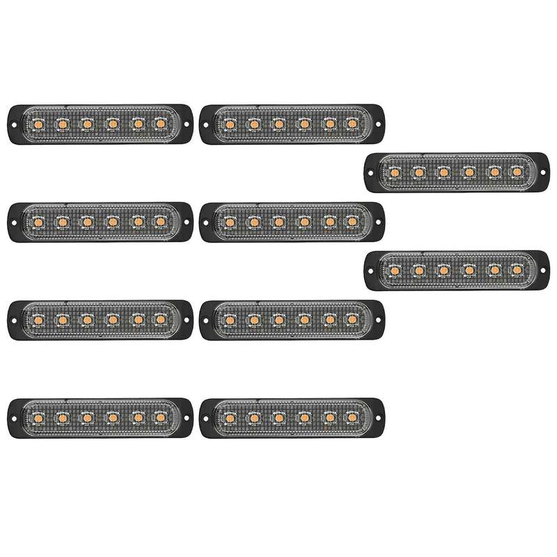 10x Amber 6LED Emergency Car Side Marker Grille Flash Strobe LED Hazard Lights