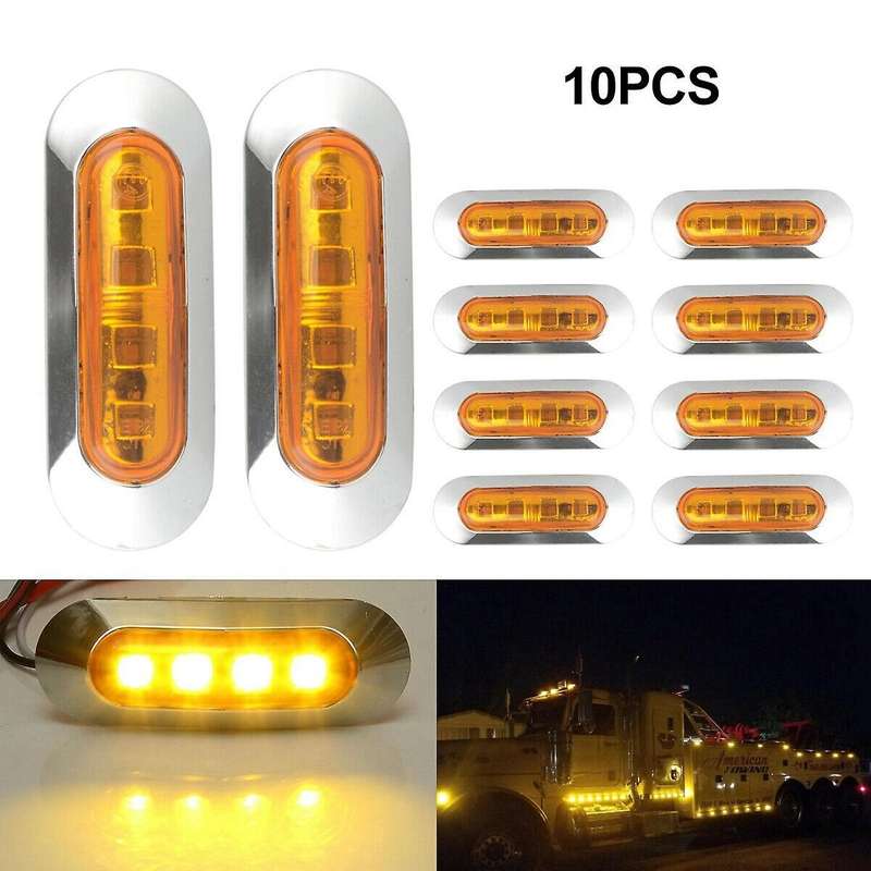 10x Led Trailer Truck Side Marker Lights 4led Clearance Rv 12v-24v