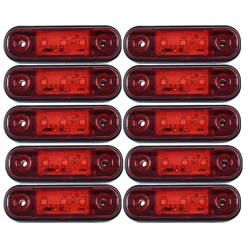 10X Red 3 LED 3.4inch Side Marker Light Truck Trailer RV Waterproof Signal Light with Screws