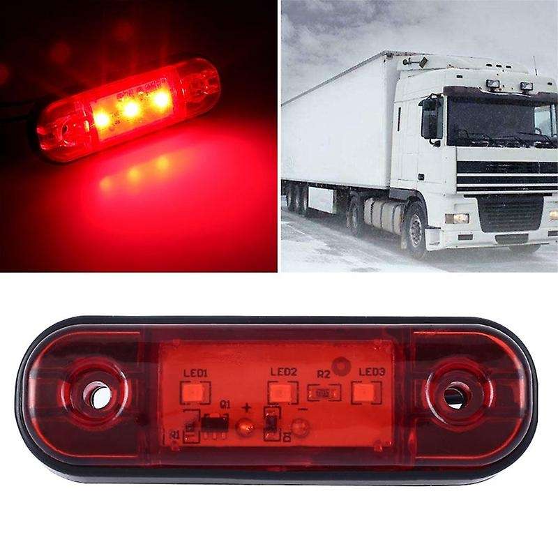 10X Red 3 LED 3.4inch Side Marker Light Truck Trailer RV Waterproof Signal Light with Screws