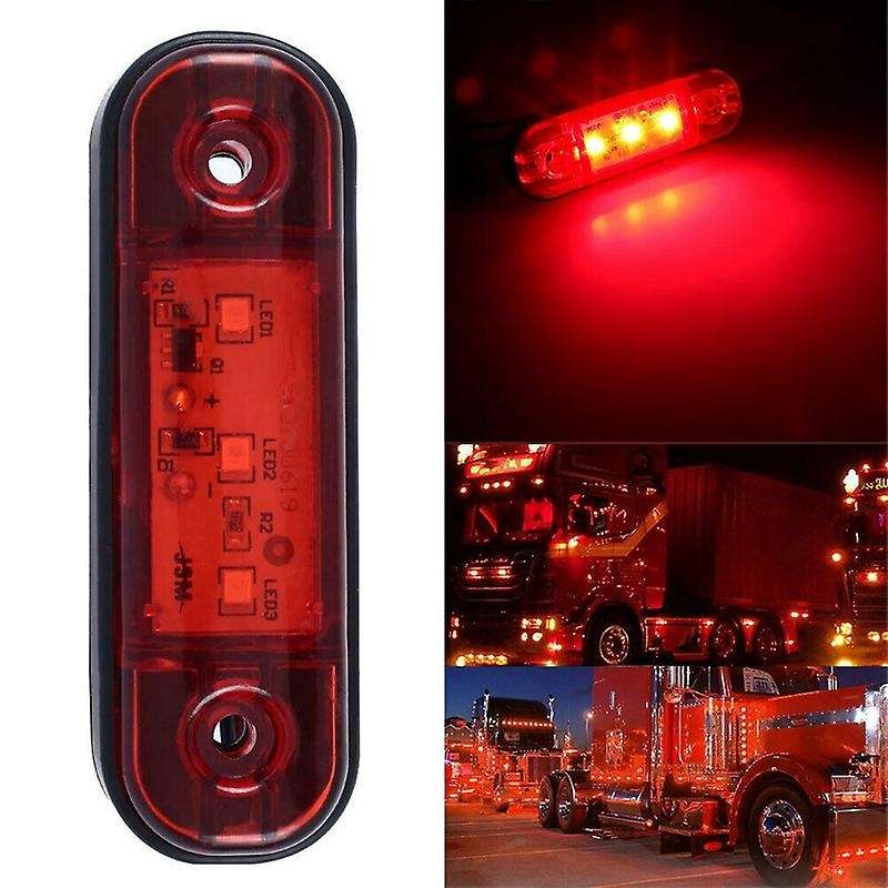 10X Red 3 LED 3.4inch Side Marker Light Truck Trailer RV Waterproof Signal Light with Screws