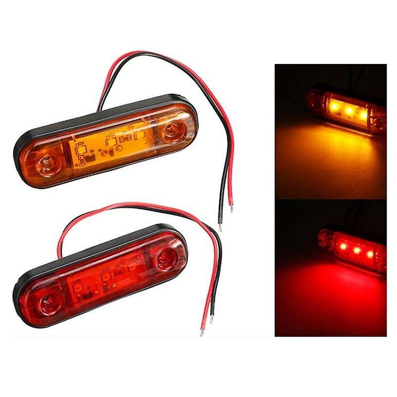 10X Red 3 LED 3.4inch Side Marker Light Truck Trailer RV Waterproof Signal Light with Screws