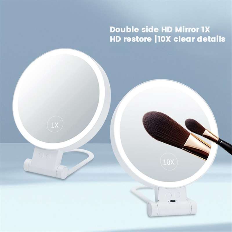 10X Magnifying Makeup Mirror with Lights and Magnification,3 Colors Desktop LED Mirror and Vanity Mi