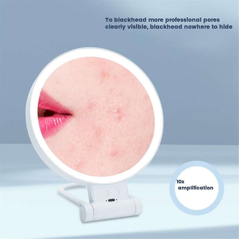 10X Magnifying Makeup Mirror with Lights and Magnification,3 Colors Desktop LED Mirror and Vanity Mi