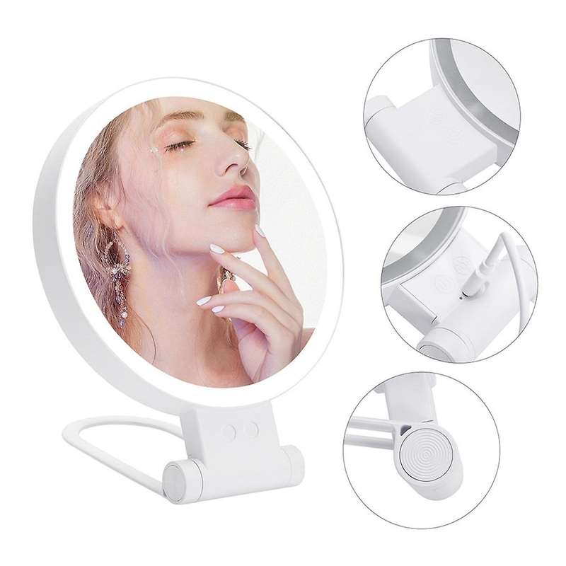 10X Magnifying Makeup Mirror with Lights and Magnification,3 Colors Desktop LED Mirror and Vanity Mi